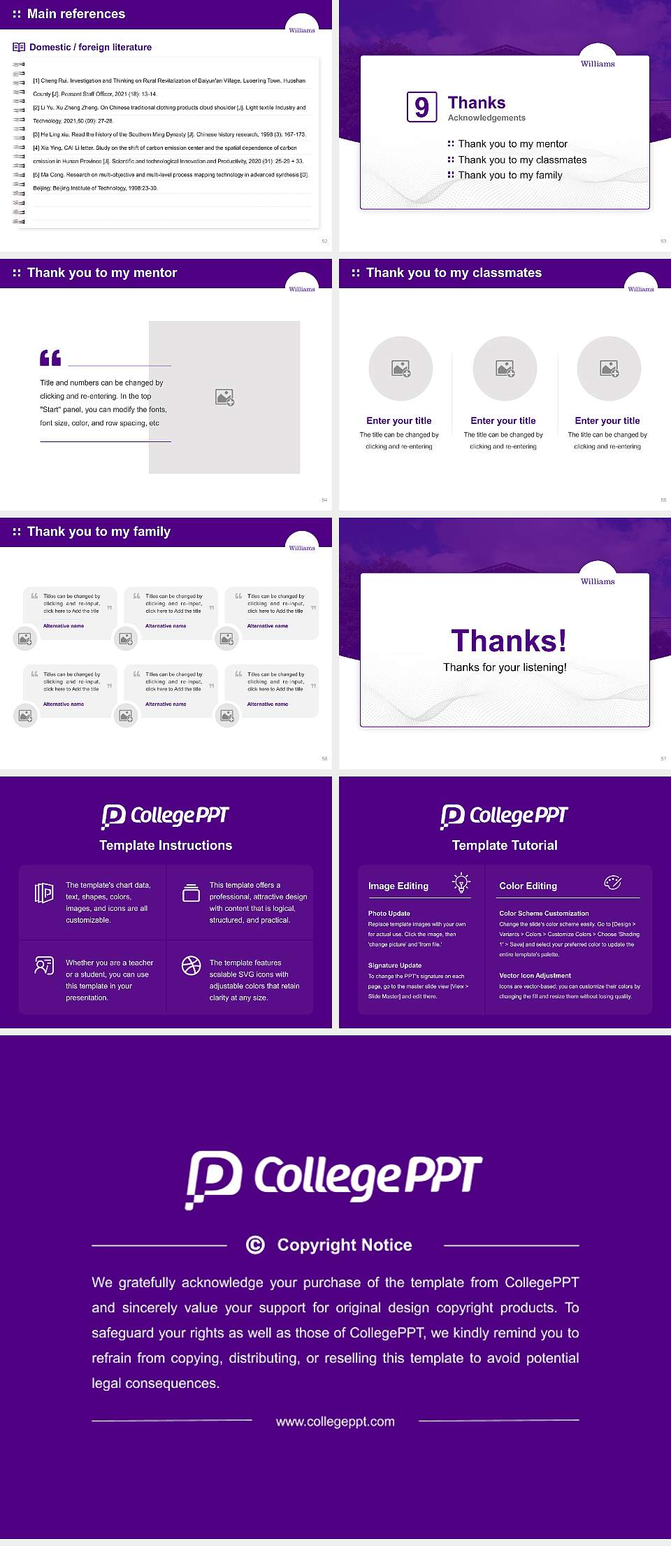 Williams College Graduation Thesis Defense PPT Template4:3 ratio PPT effect preview image7
