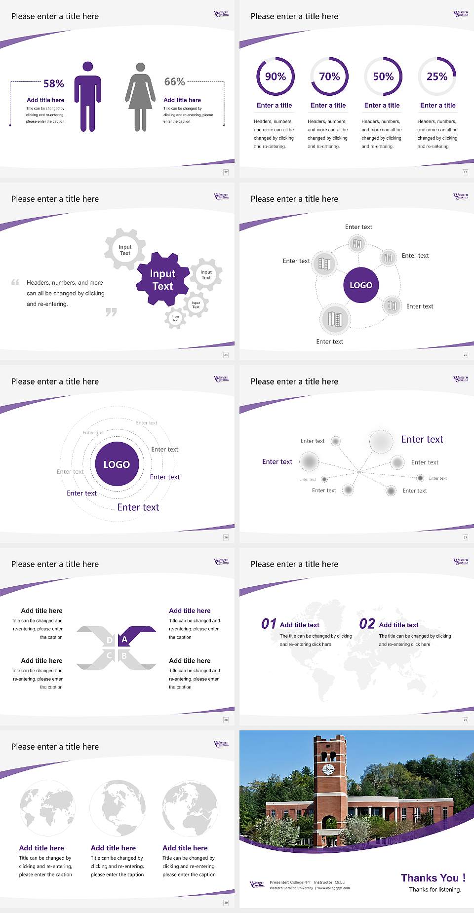 Western Carolina University Course/Courseware Creation PPT Template4:3 ratio PPT effect preview image4