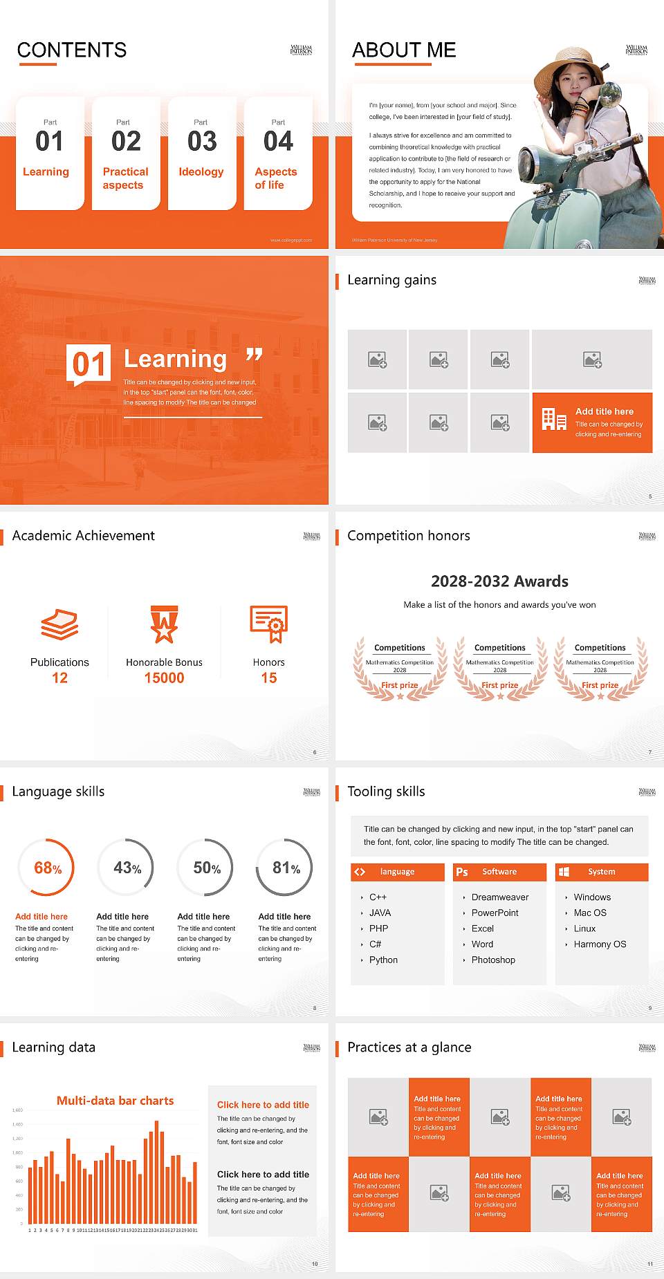 William Paterson University of New Jersey National Scholarship Defense PPT Template4:3 ratio PPT effect preview image2