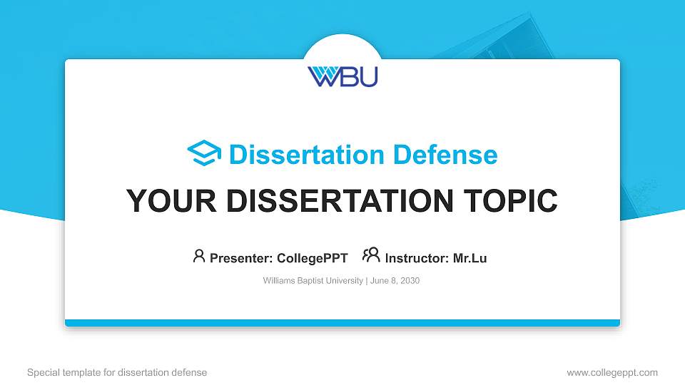Williams Baptist University Graduation Thesis Defense PPT Template16:9 ratio PPT effect preview image