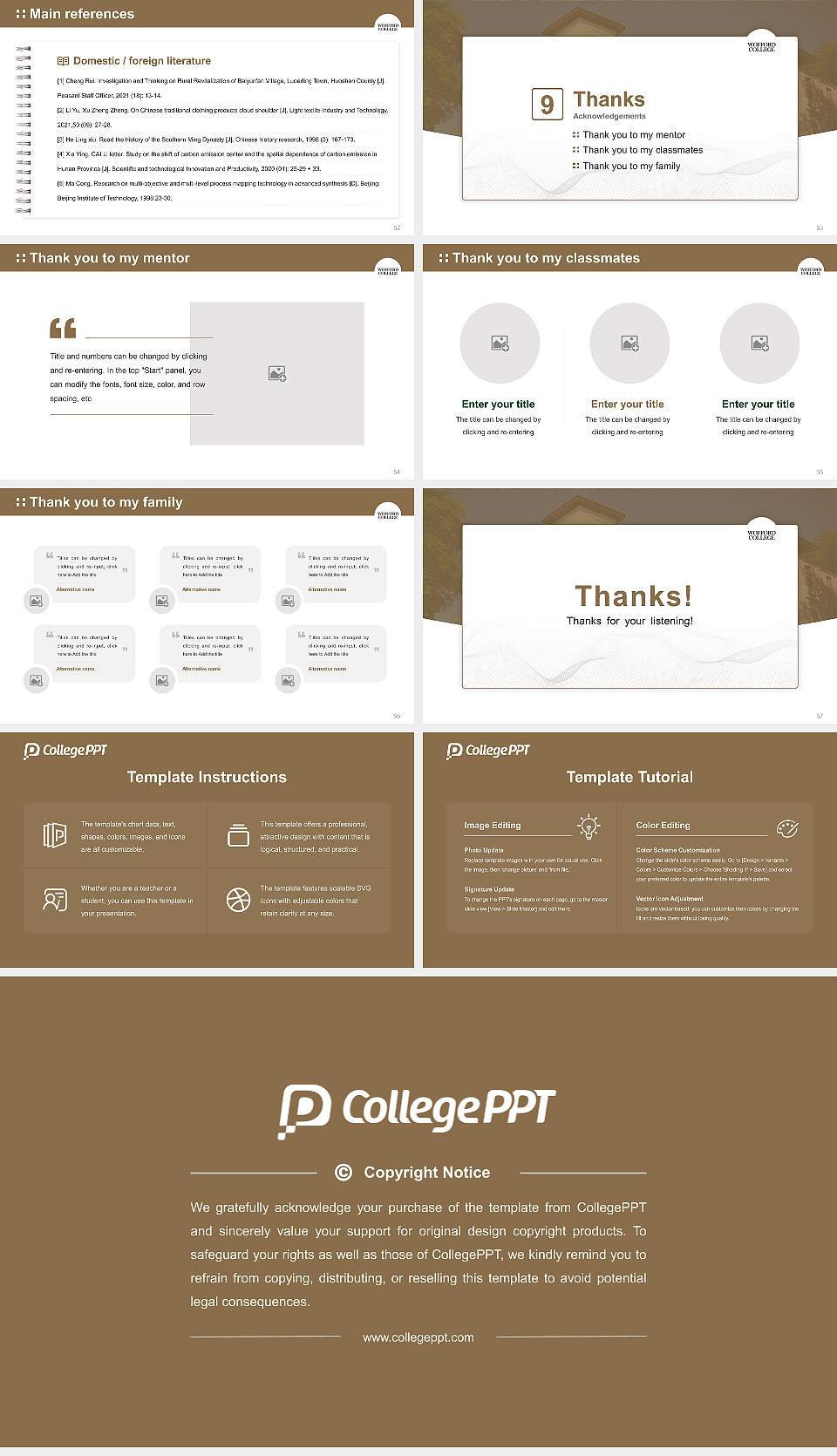 Wofford College Graduation Thesis Defense PPT Template16:9 ratio PPT effect preview image7