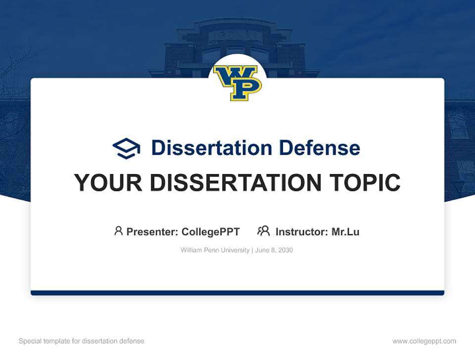 William Penn University Graduation Thesis Defense PPT Template4:3 ratio PPT effect preview image7