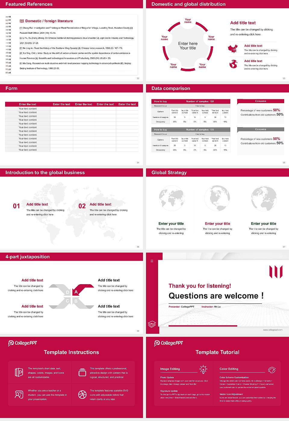 Whitworth University Thesis Proposal/Graduation Defense PPT Template16:9 ratio PPT effect preview image4