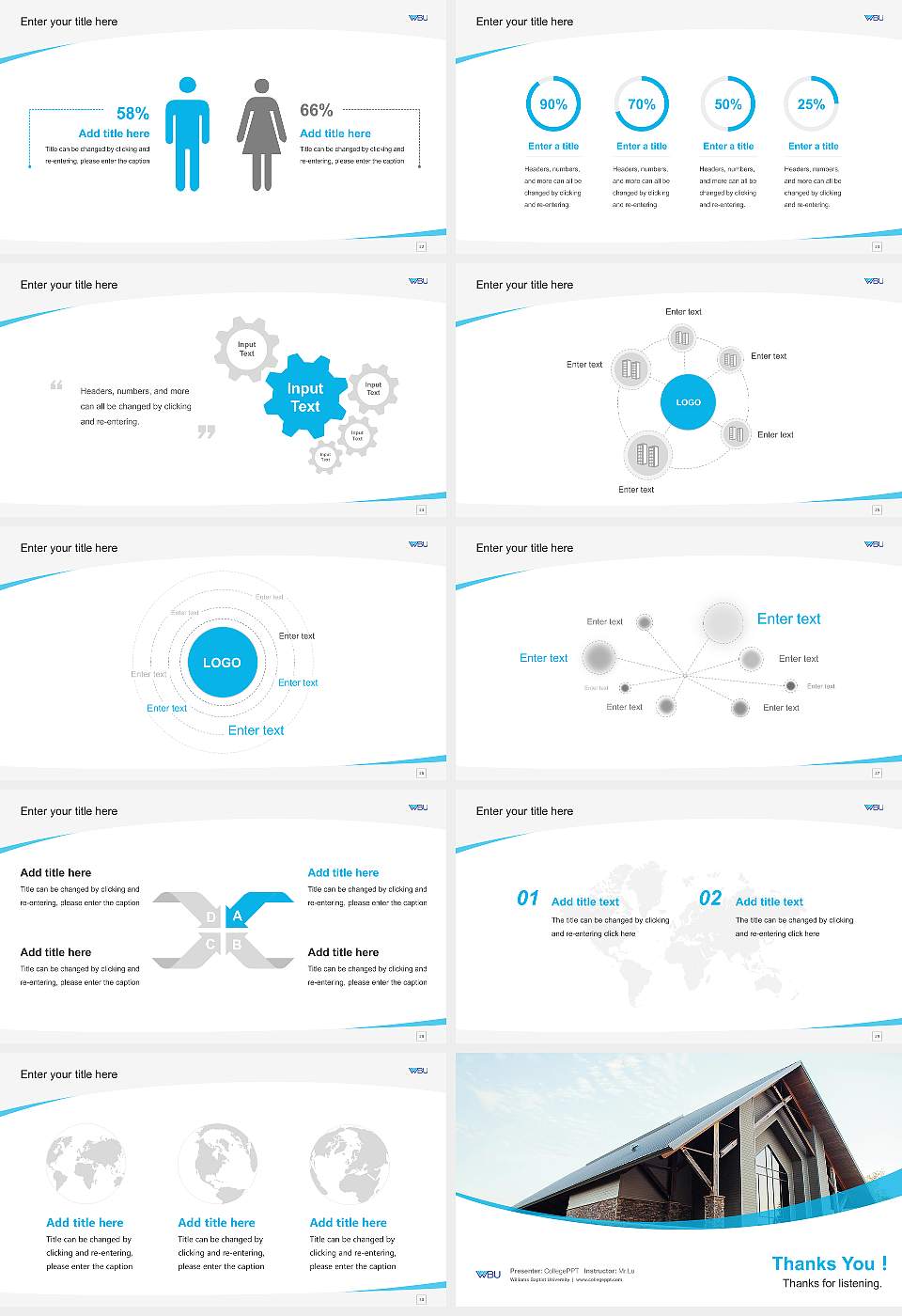 Williams Baptist University Course/Courseware Creation PPT Template16:9 ratio PPT effect preview image4