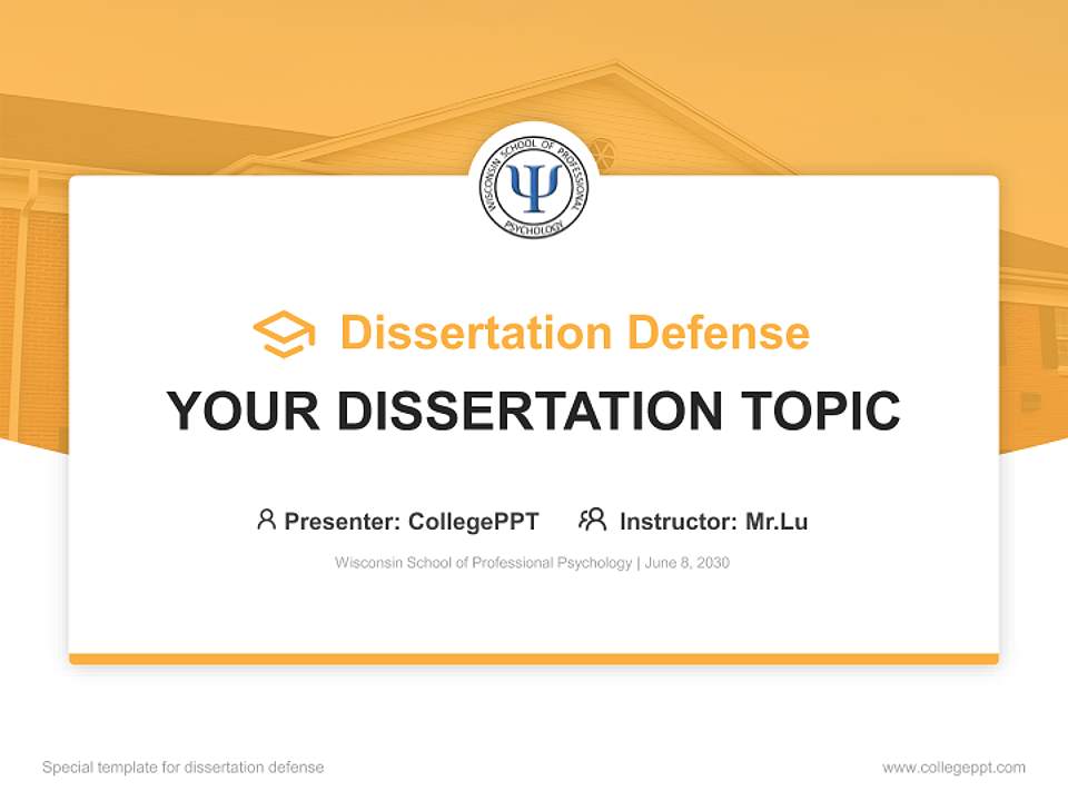 Wisconsin School of Professional Psychology Graduation Thesis Defense PPT Template4:3 ratio PPT effect preview image7