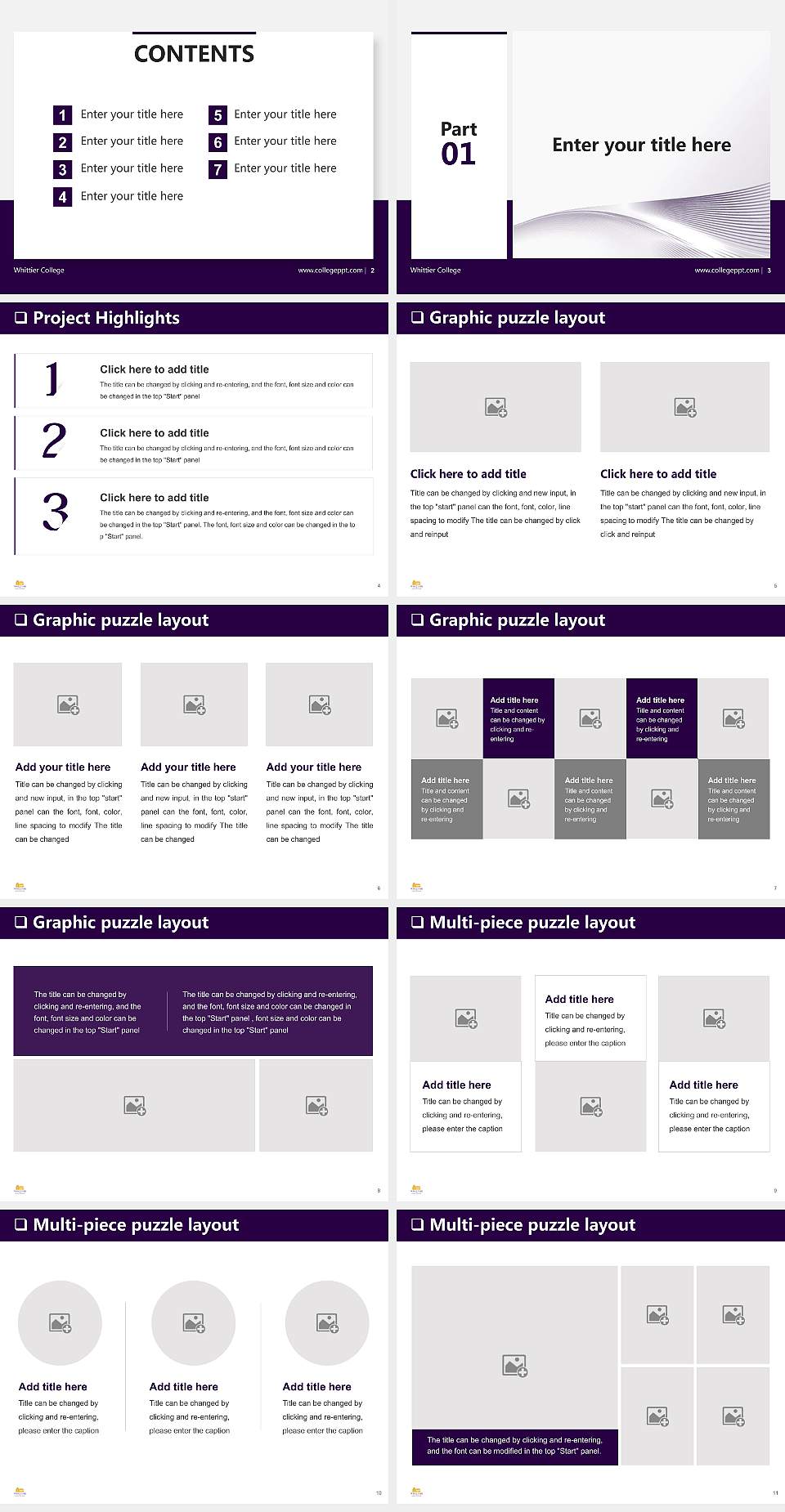 Whittier College General Purpose PPT Template4:3 ratio PPT effect preview image2