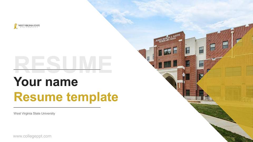 West Virginia State University Resume PPT Template16:9 ratio PPT effect preview image