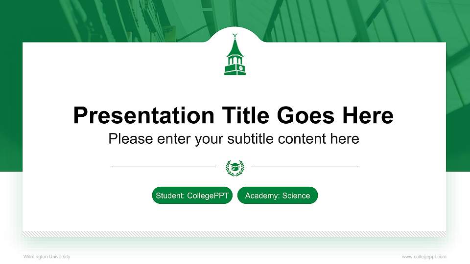Wilmington University National Scholarship Defense PPT Template16:9 ratio PPT effect preview image1