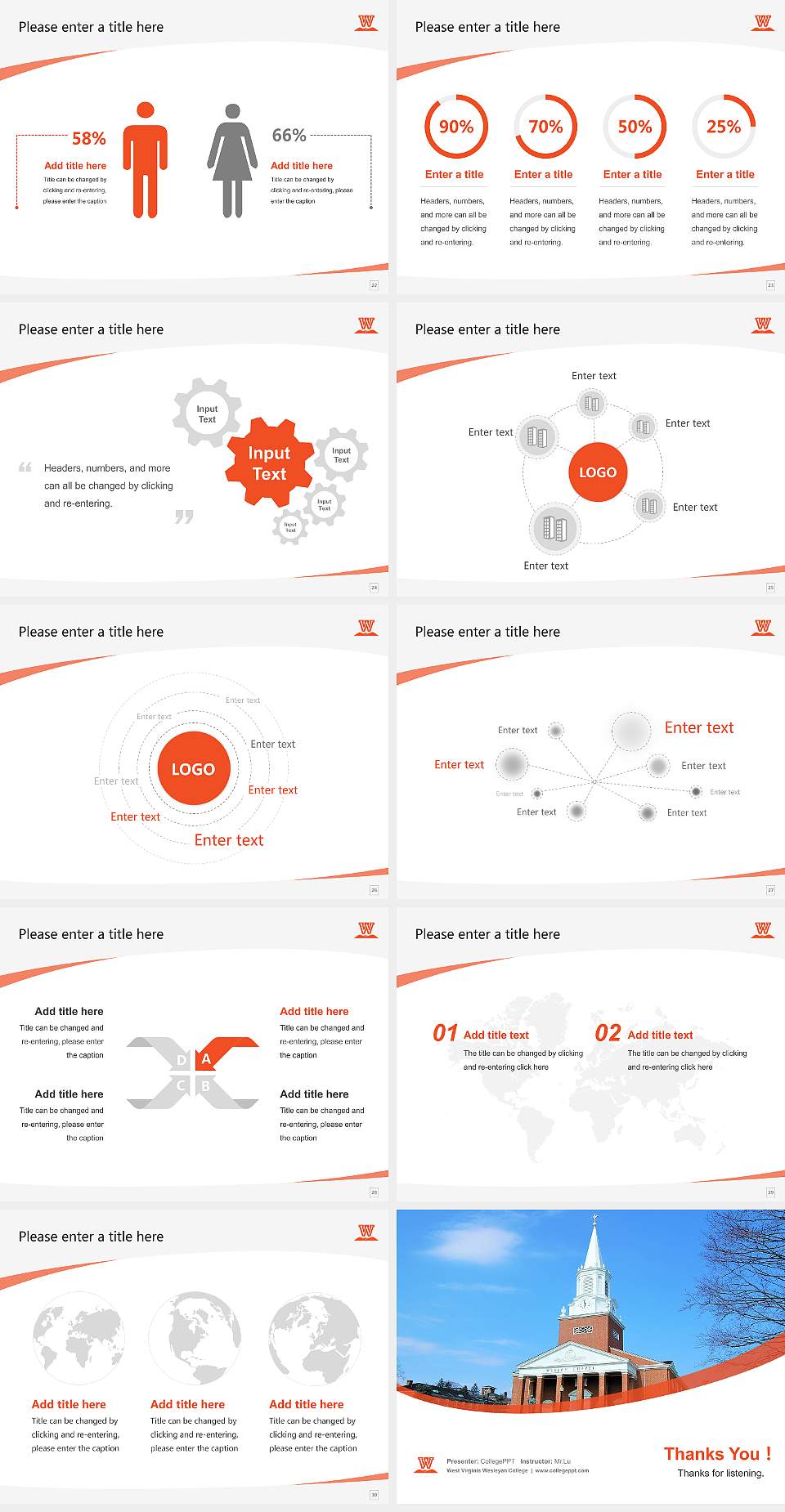 West Virginia Wesleyan College Course/Courseware Creation PPT Template4:3 ratio PPT effect preview image4