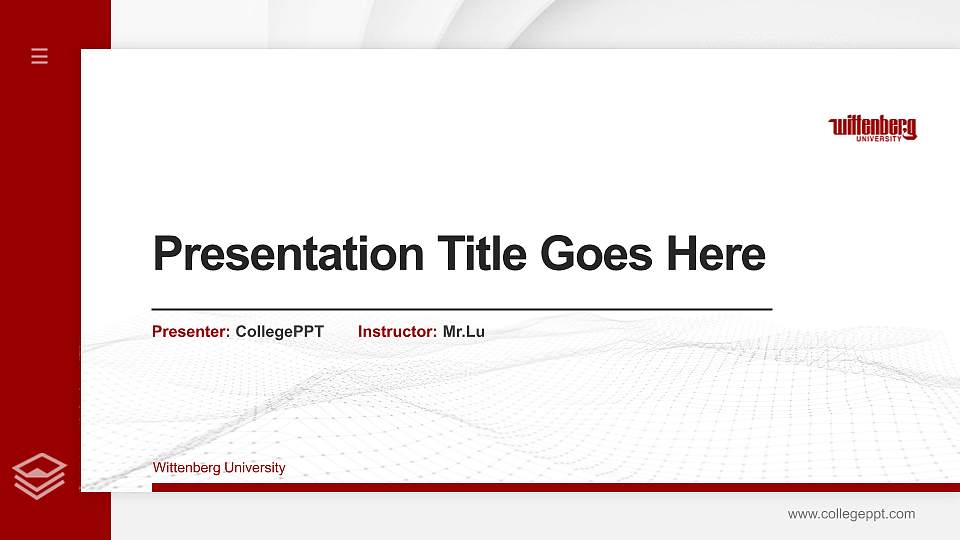 Wittenberg University Thesis Proposal/Graduation Defense PPT Template16:9 ratio PPT effect preview image