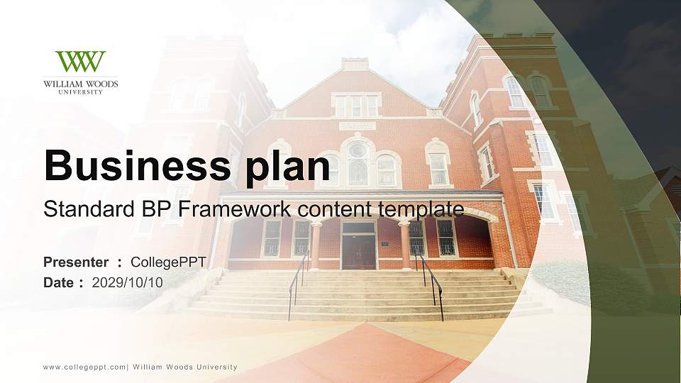 William Woods University Competition/Entrepreneurship Contest PPT Template16:9 ratio PPT effect preview image