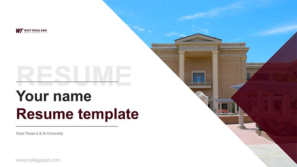 West Texas a & M University Resume PPT Template16:9 ratio PPT effect preview image