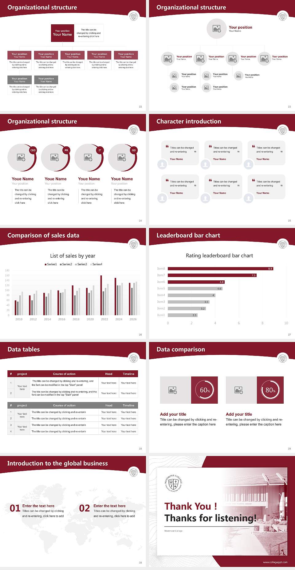 Westmont College Academic Presentation/Research Findings Report PPT Template4:3 ratio PPT effect preview image4
