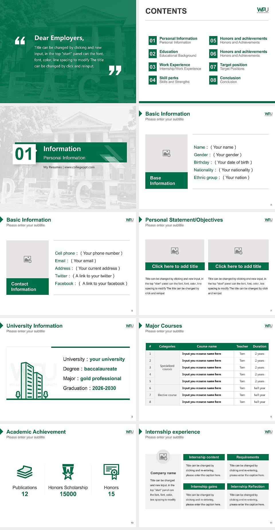 William Peace University Resume PPT Template4:3 ratio PPT effect preview image2