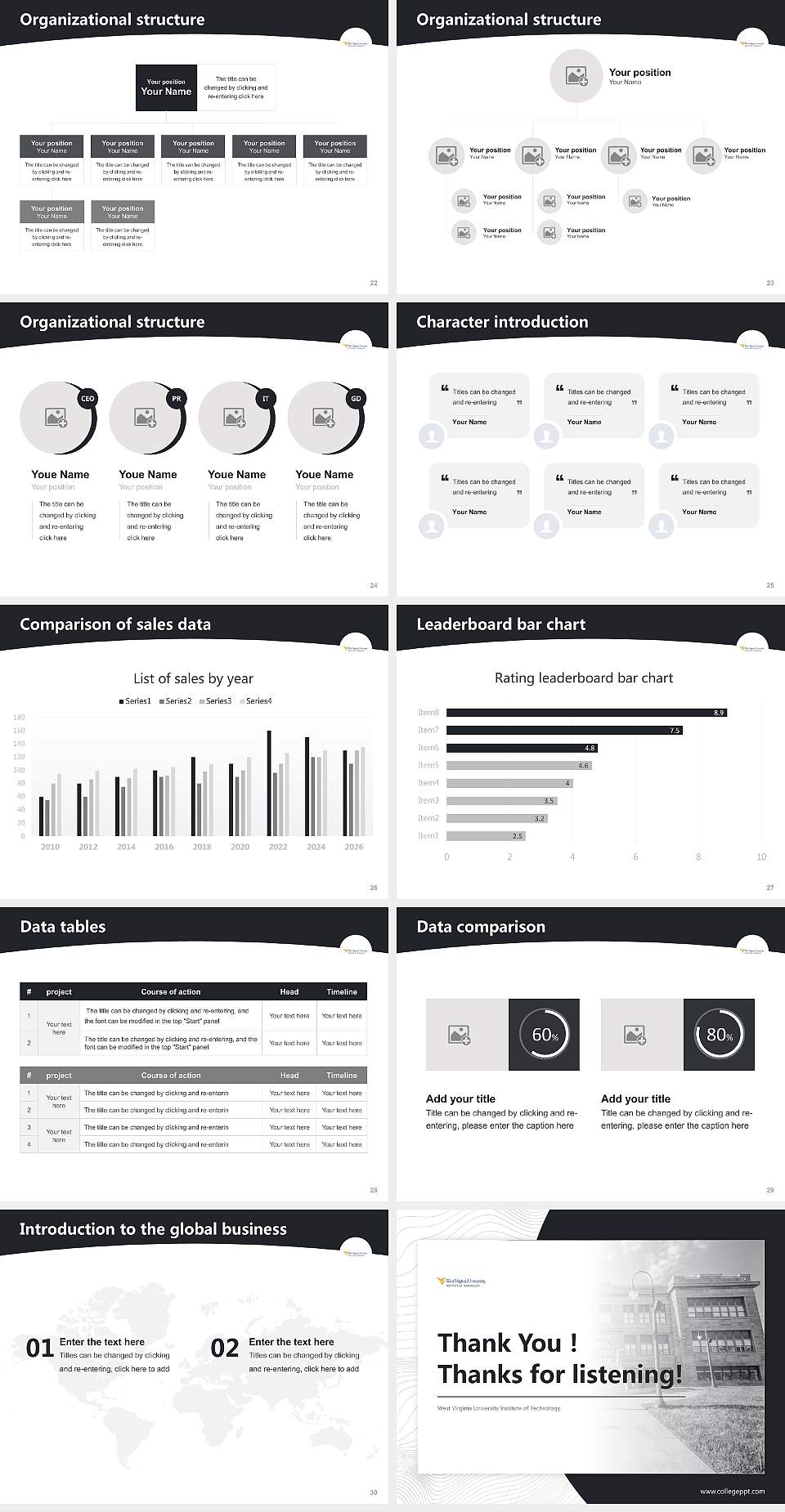 West Virginia University Institute of Technology Academic Presentation/Research Findings Report PPT Template4:3 ratio PPT effect preview image4