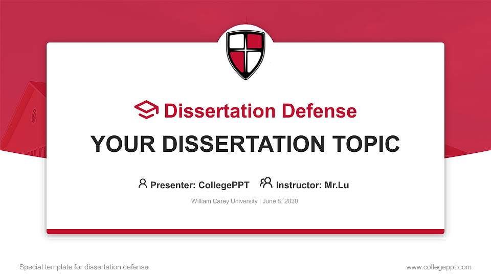William Carey University Graduation Thesis Defense PPT Template16:9 ratio PPT effect preview image