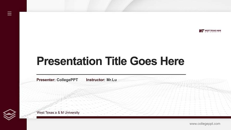 West Texas a & M University Thesis Proposal/Graduation Defense PPT Template16:9 ratio PPT effect preview image