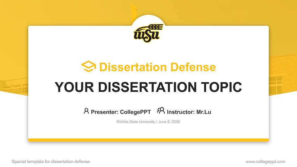 Wichita State University Graduation Thesis Defense PPT Template16:9 ratio PPT effect preview image