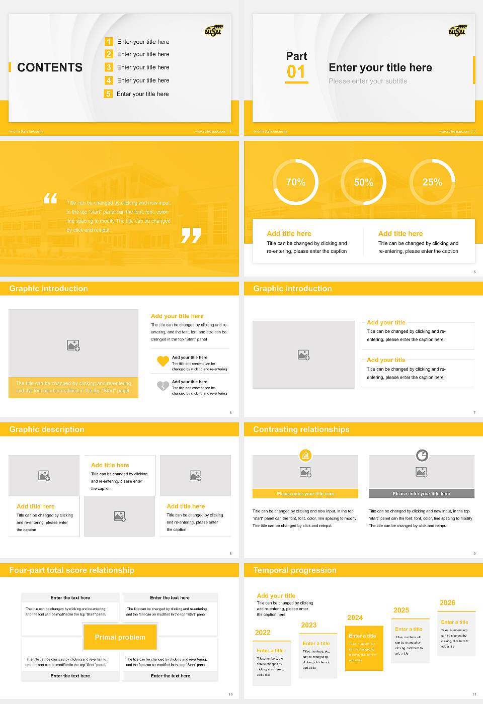 Wichita State University Thesis Proposal/Graduation Defense PPT Template16:9 ratio PPT effect preview image2