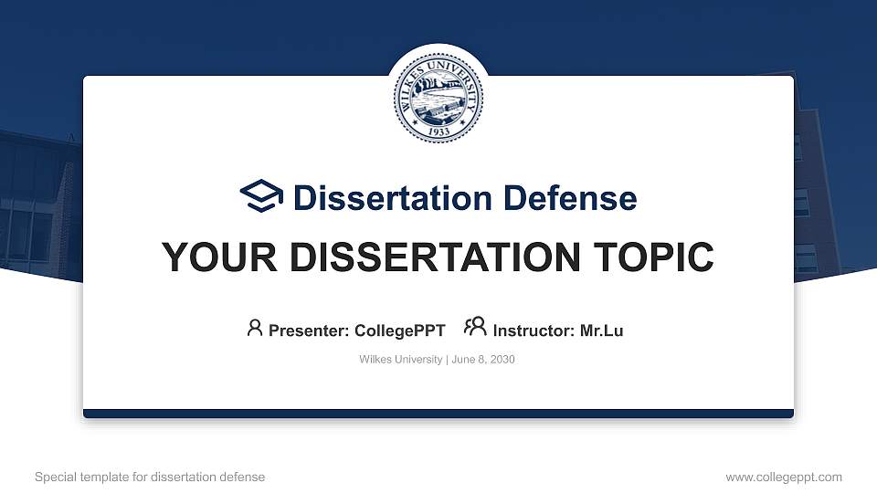 Wilkes University Graduation Thesis Defense PPT Template16:9 ratio PPT effect preview image