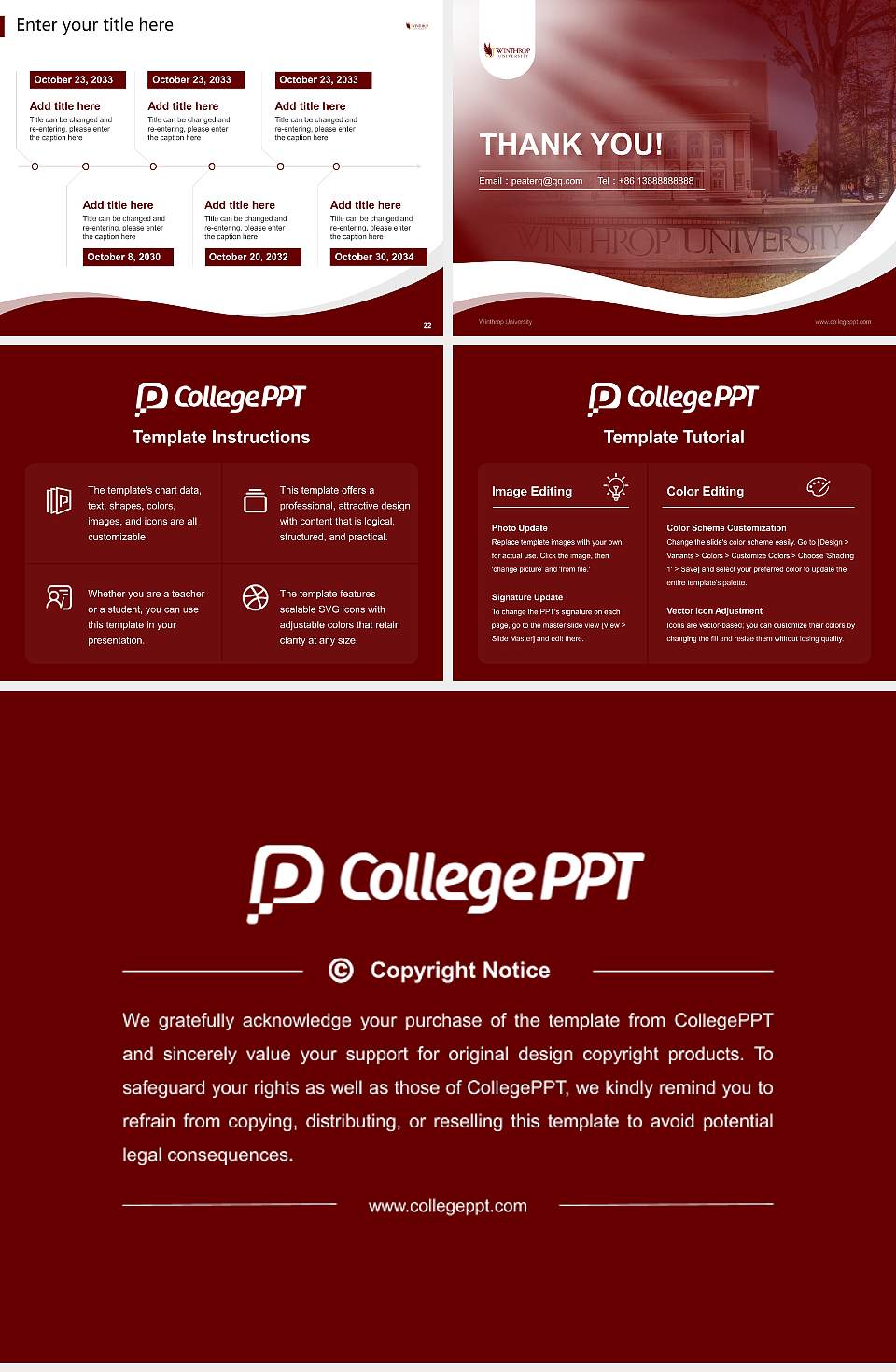 Winthrop University Lecture Sharing and Networking Event PPT Template4:3 ratio PPT effect preview image4