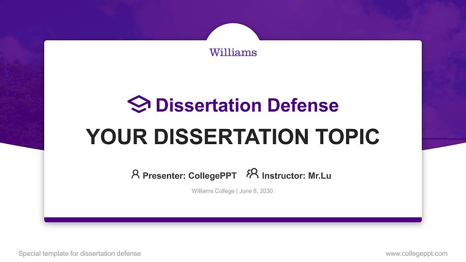 Williams College Graduation Thesis Defense PPT Template16:9 ratio PPT effect preview image