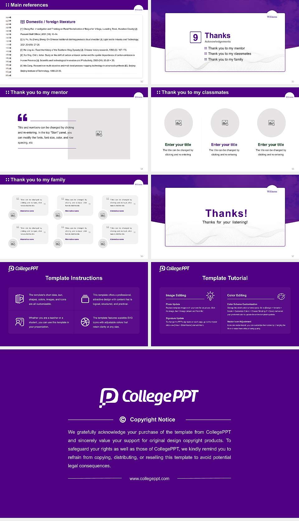 Williams College Graduation Thesis Defense PPT Template16:9 ratio PPT effect preview image7