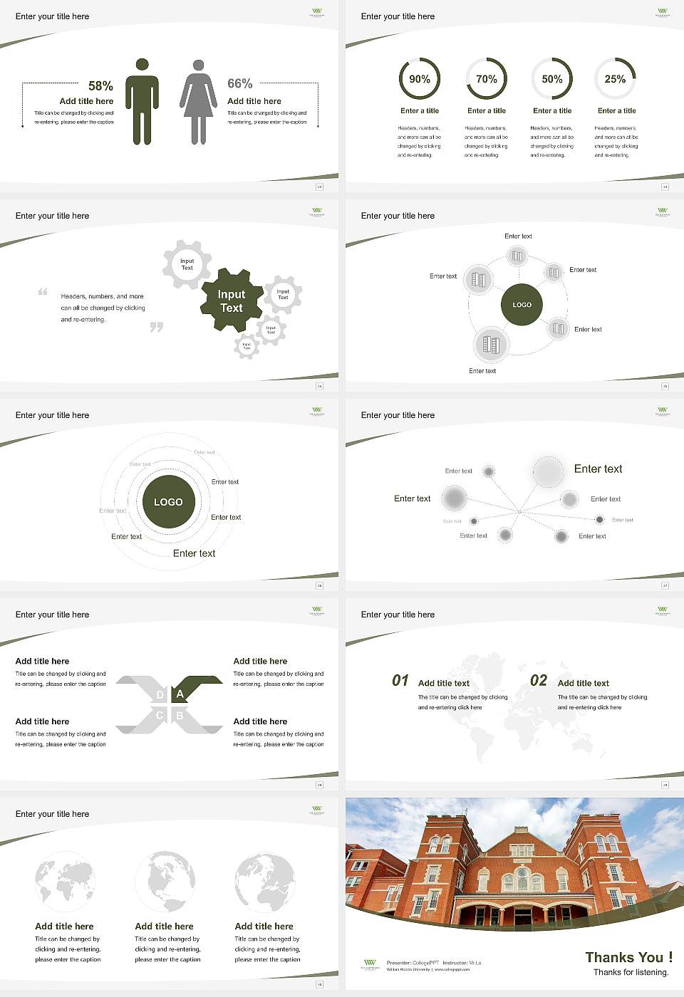 William Woods University Course/Courseware Creation PPT Template16:9 ratio PPT effect preview image4