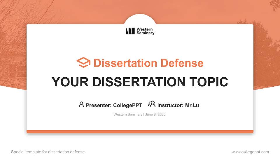 Western Seminary Graduation Thesis Defense PPT Template16:9 ratio PPT effect preview image