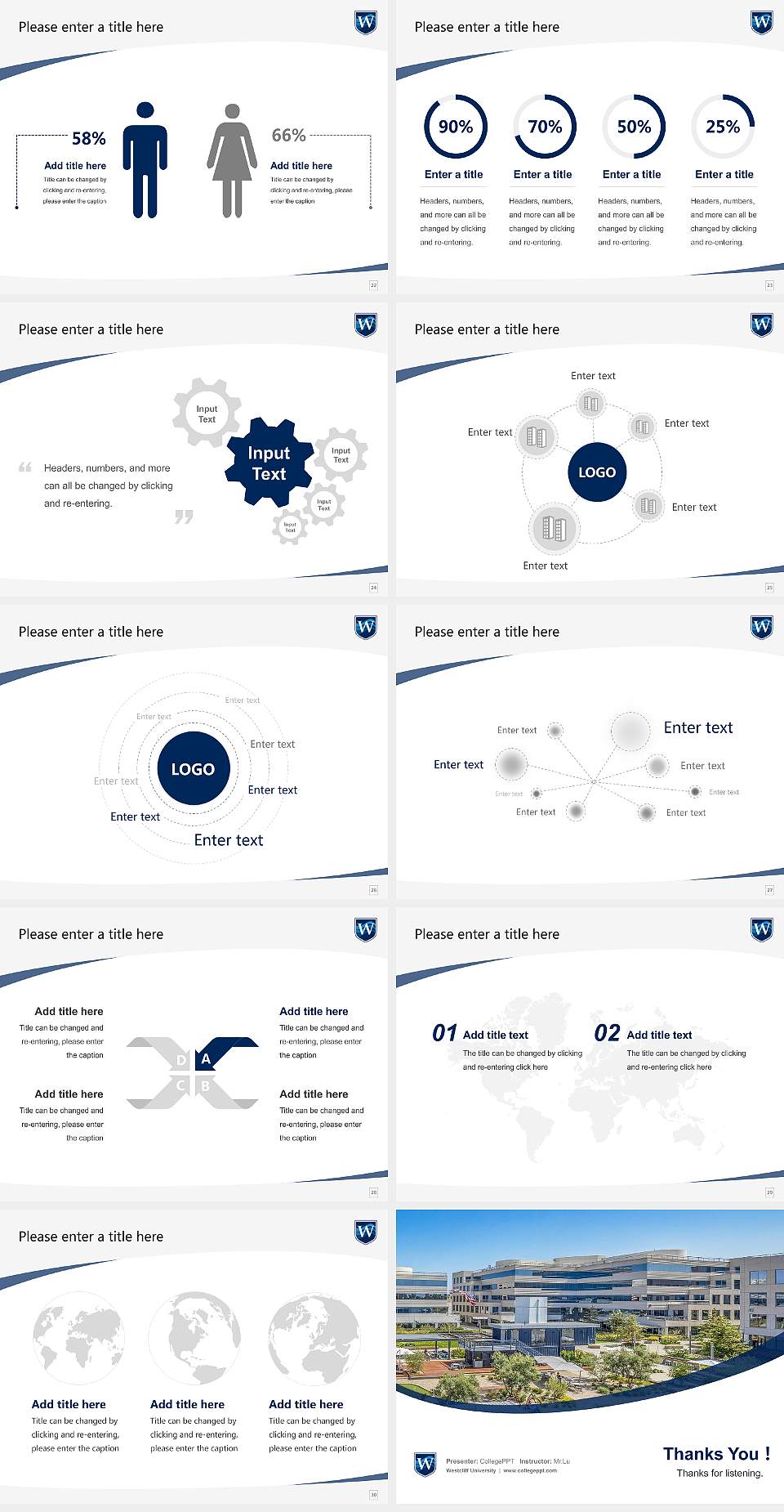 Westcliff University Course/Courseware Creation PPT Template4:3 ratio PPT effect preview image4