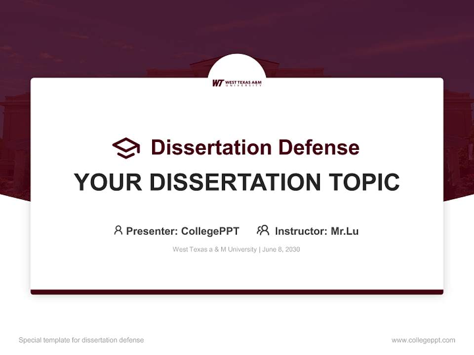 West Texas a & M University Graduation Thesis Defense PPT Template4:3 ratio PPT effect preview image7