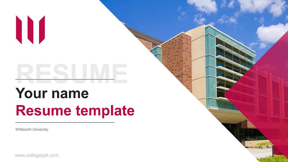 Whitworth University Resume PPT Template16:9 ratio PPT effect preview image