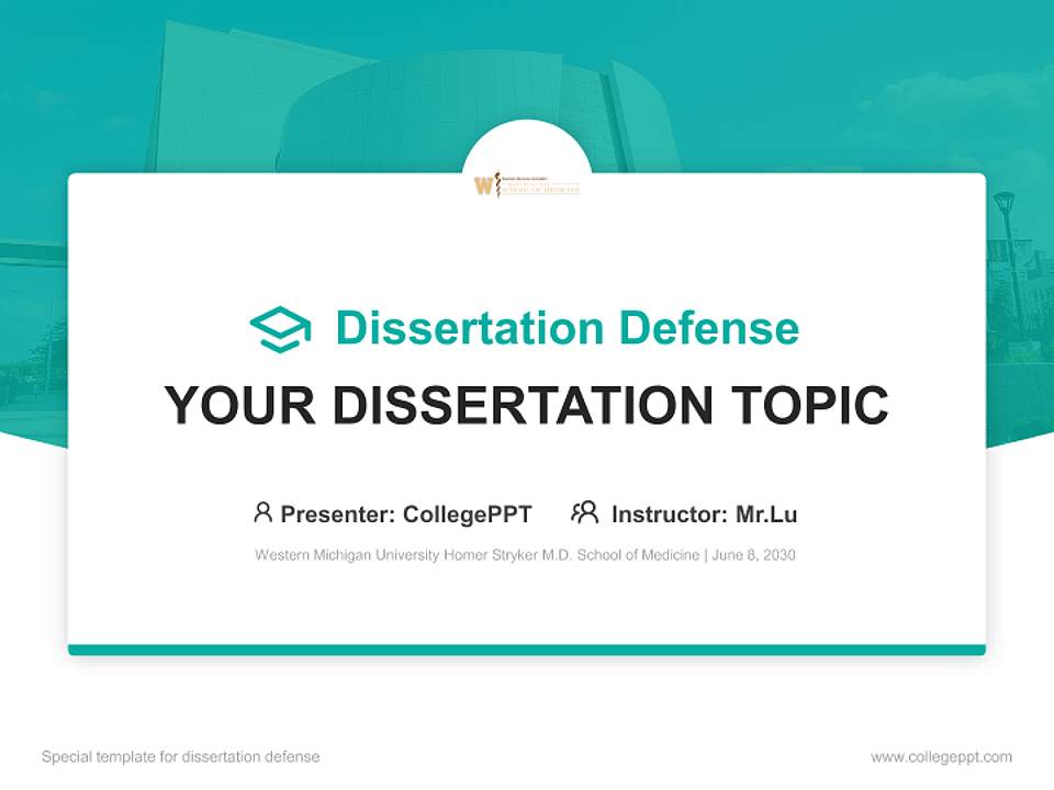 Western Michigan University Homer Stryker M.D. School of Medicine Graduation Thesis Defense PPT Template4:3 ratio PPT effect preview image7
