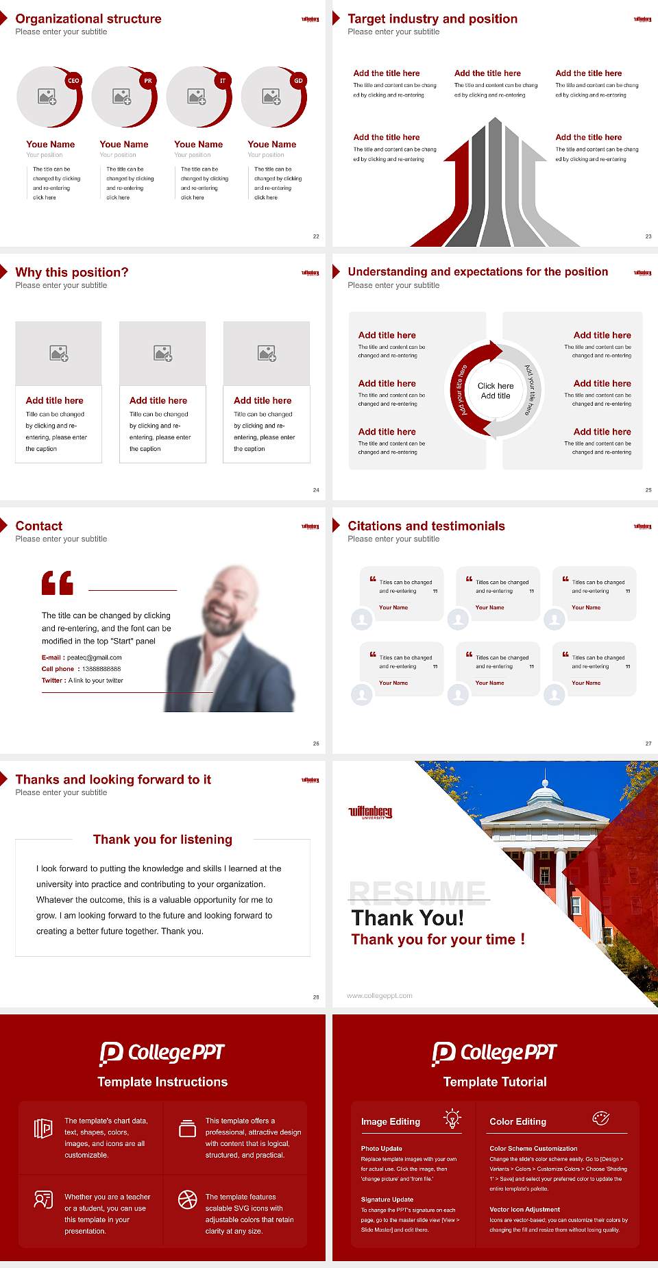 Wittenberg University Resume PPT Template4:3 ratio PPT effect preview image4