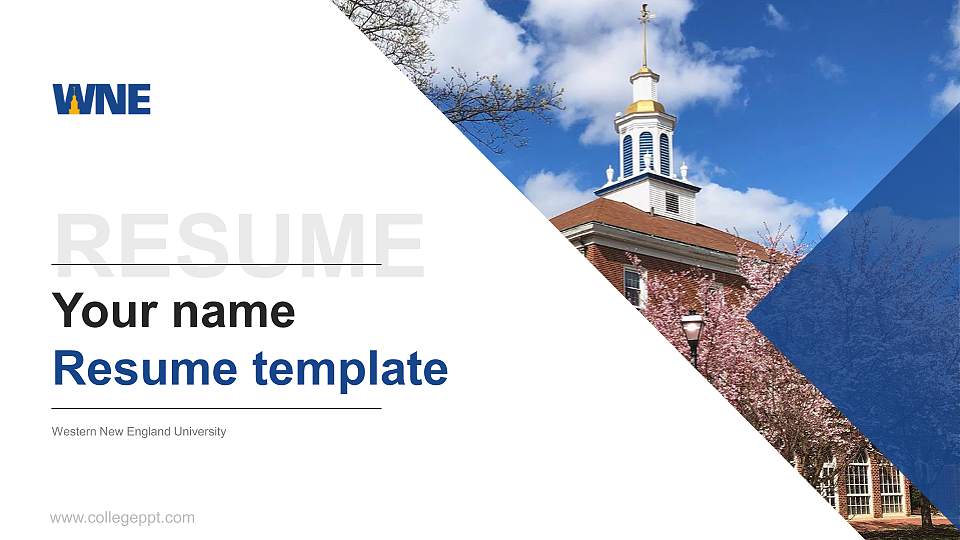 Western New England University Resume PPT Template16:9 ratio PPT effect preview image