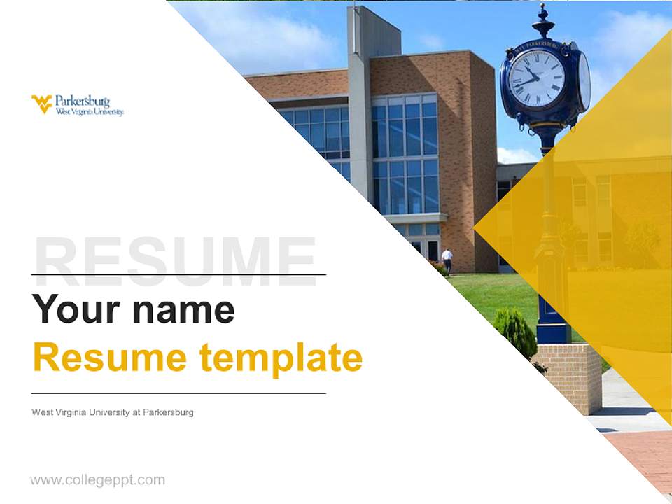 West Virginia University at Parkersburg Resume PPT Template4:3 ratio PPT effect preview image1