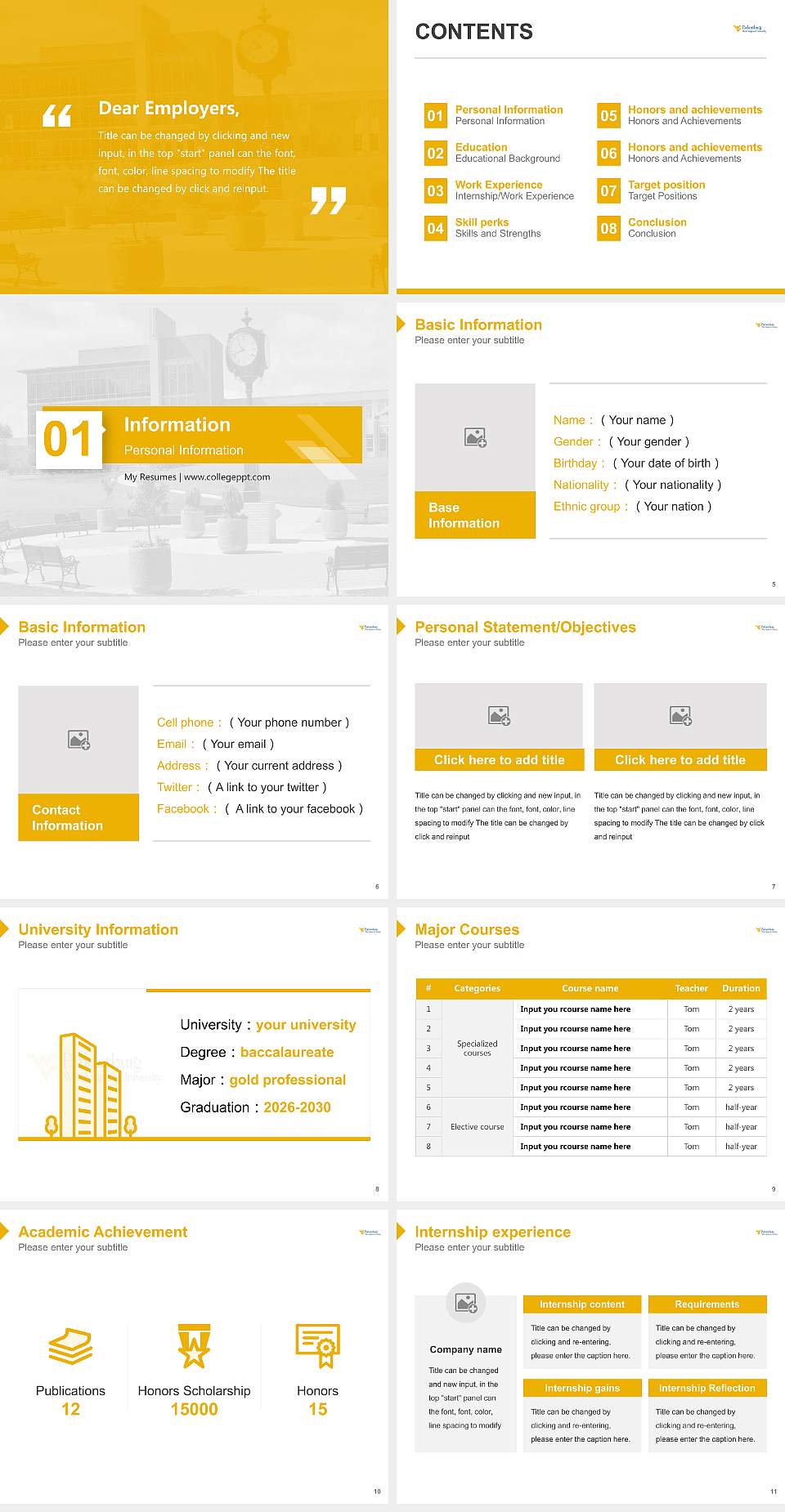 West Virginia University at Parkersburg Resume PPT Template4:3 ratio PPT effect preview image2