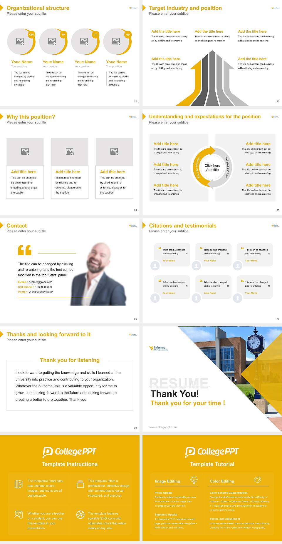 West Virginia University at Parkersburg Resume PPT Template4:3 ratio PPT effect preview image4