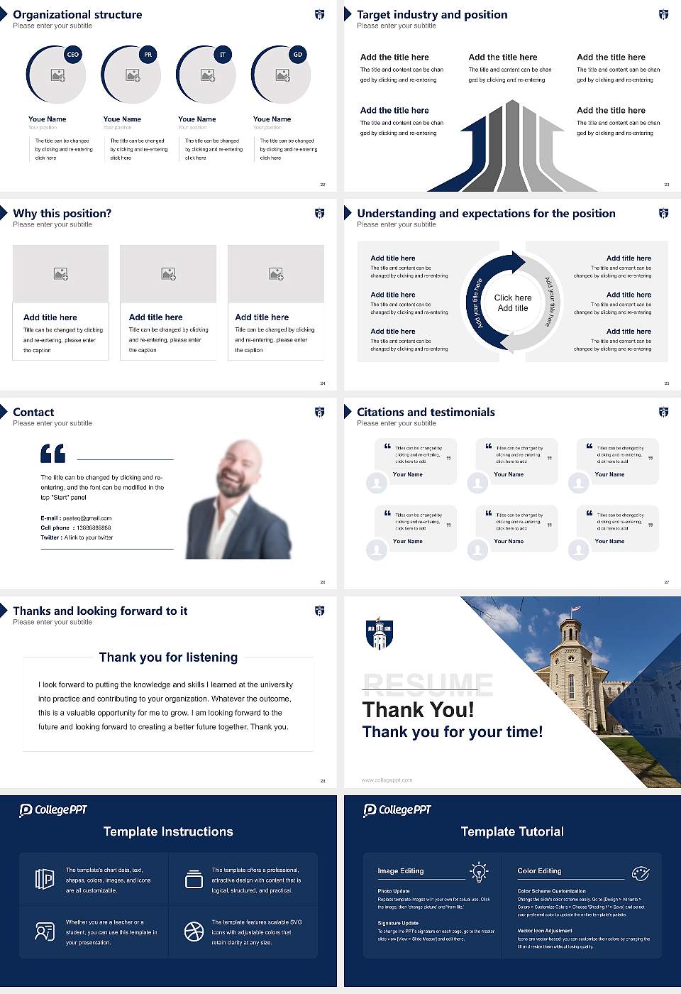 Wheaton College Resume PPT Template16:9 ratio PPT effect preview image4