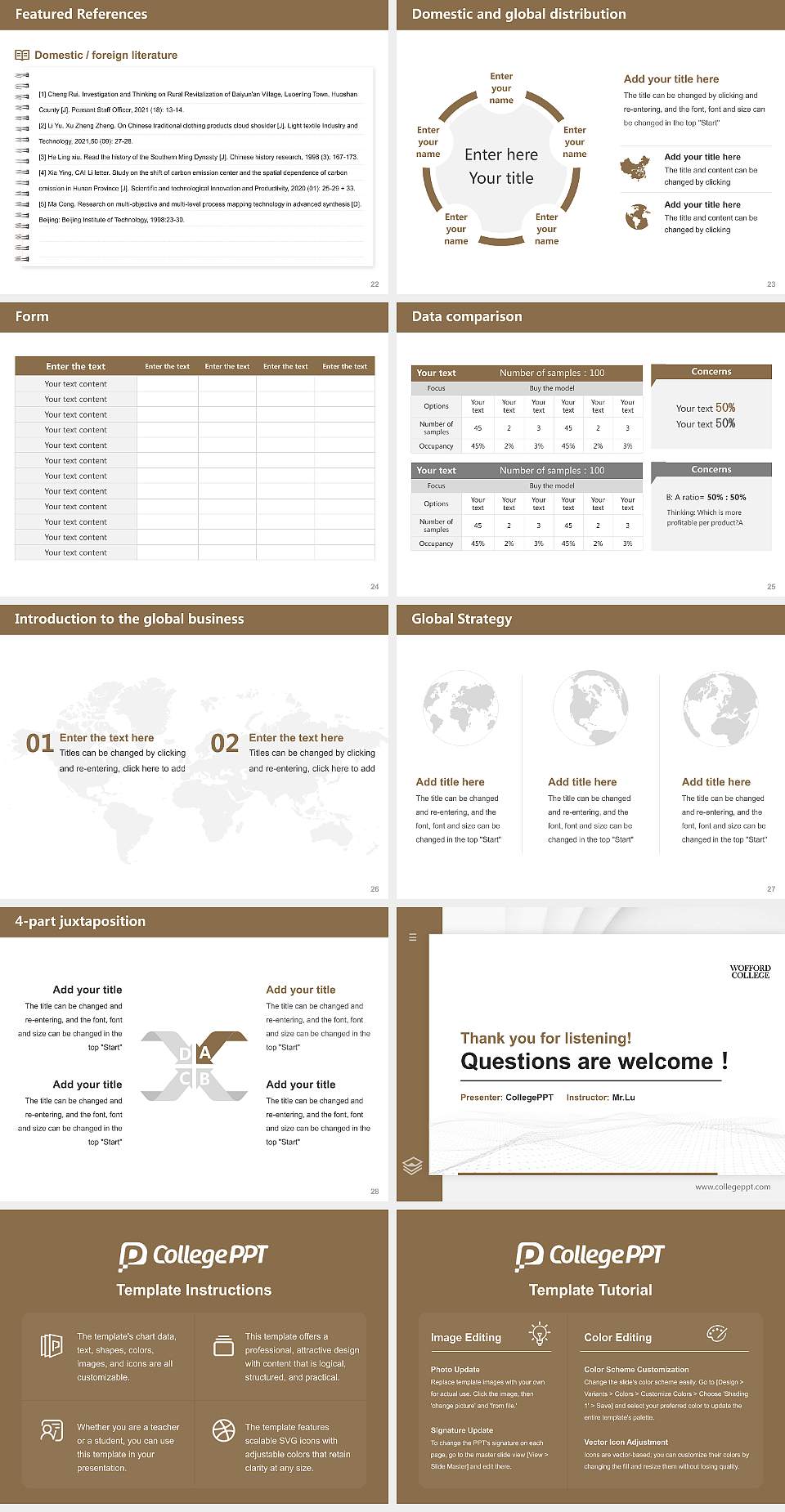 Wofford College Thesis Proposal/Graduation Defense PPT Template4:3 ratio PPT effect preview image4