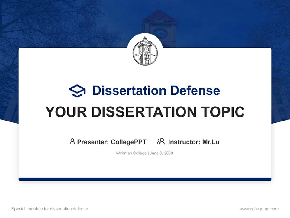 Whitman College Graduation Thesis Defense PPT Template4:3 ratio PPT effect preview image7