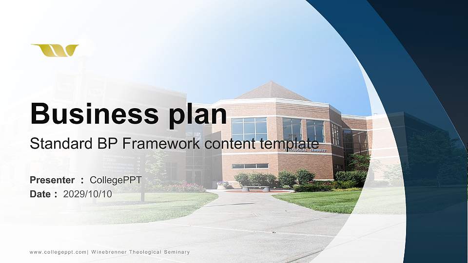Winebrenner Theological Seminary Competition/Entrepreneurship Contest PPT Template16:9 ratio PPT effect preview image
