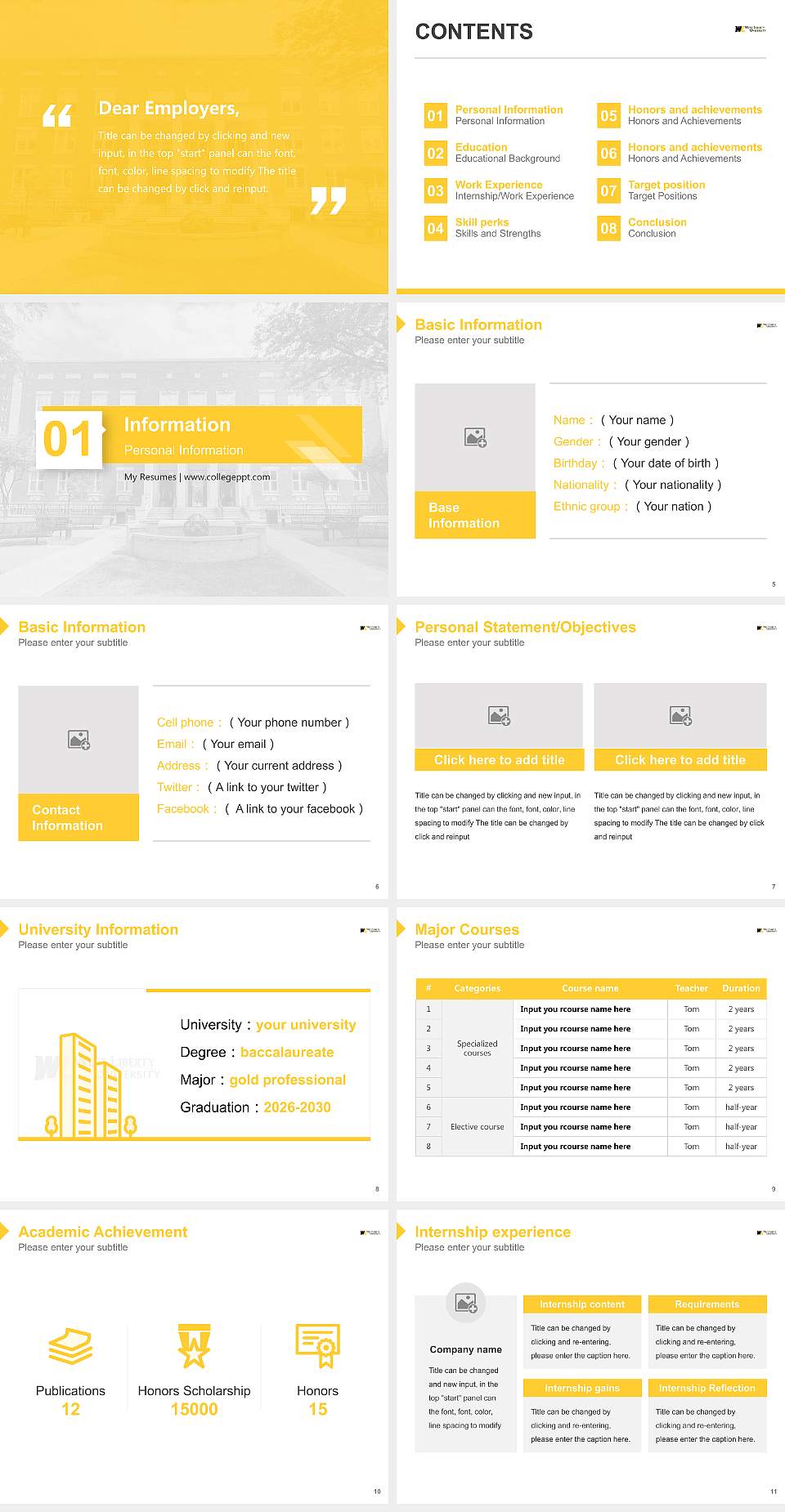 West Liberty University Resume PPT Template4:3 ratio PPT effect preview image2