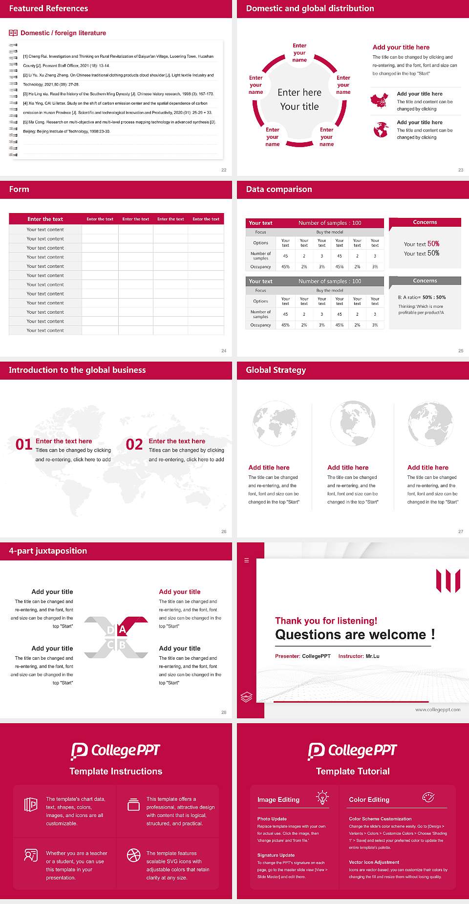 Whitworth University Thesis Proposal/Graduation Defense PPT Template4:3 ratio PPT effect preview image4