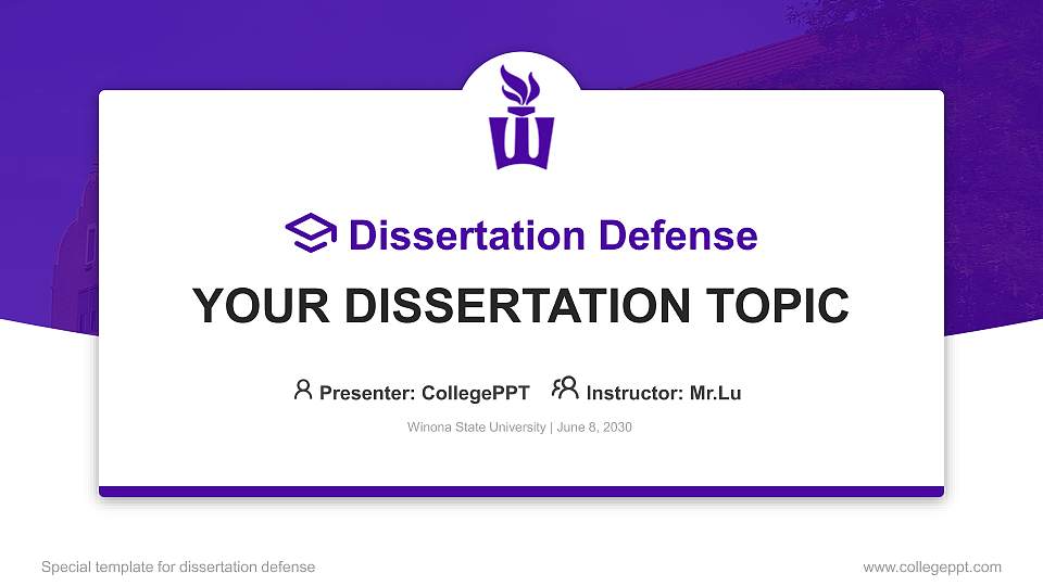 Winona State University Graduation Thesis Defense PPT Template16:9 ratio PPT effect preview image