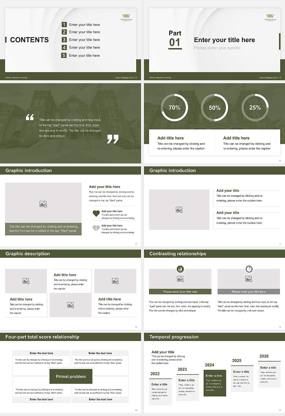 William Woods University Thesis Proposal/Graduation Defense PPT Template16:9 ratio PPT effect preview image2