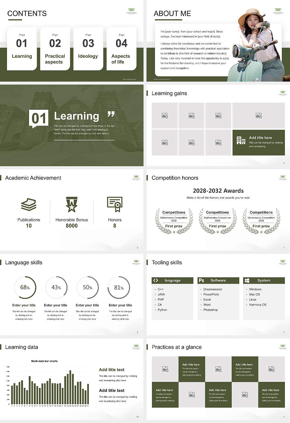 William Woods University National Scholarship Defense PPT Template16:9 ratio PPT effect preview image2