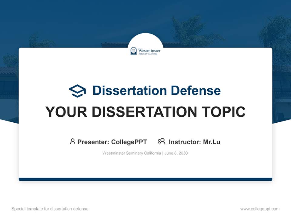 Westminster Seminary California Graduation Thesis Defense PPT Template4:3 ratio PPT effect preview image7