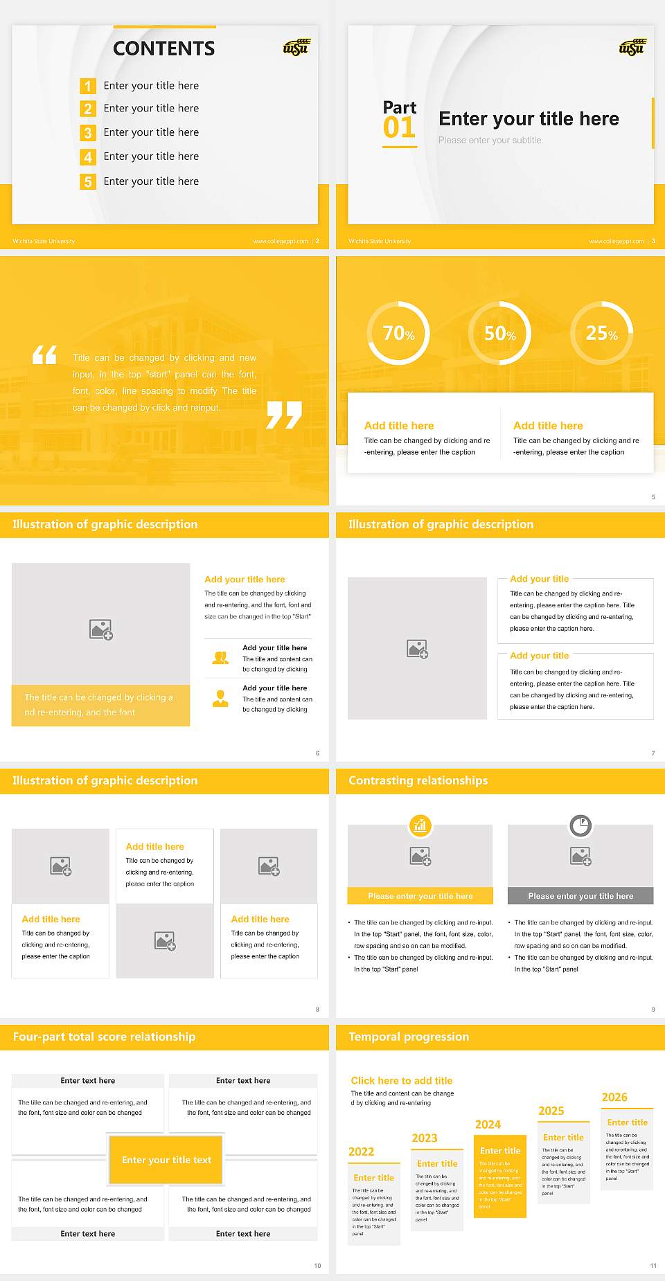 Wichita State University Thesis Proposal/Graduation Defense PPT Template4:3 ratio PPT effect preview image2