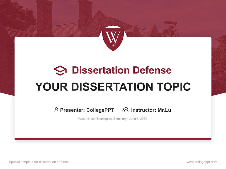 Westminster Theological Seminary Graduation Thesis Defense PPT Template4:3 ratio PPT effect preview image7